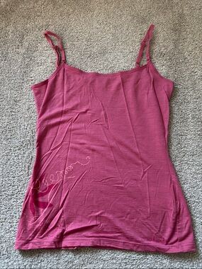 Icebreaker Rose Pink Slim Adjustable-Strap Cami 100% Merino Wool